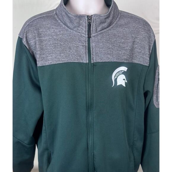Colosseum Mens XXL Gray Green Full Zip MSU Michigan State Spartans Jacket - Picture 2 of 7